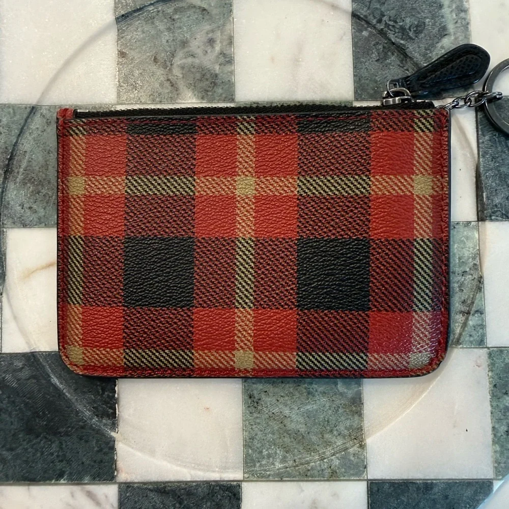Coach Mini Skinny Id Case With Tartan Plaid Print.NWOT